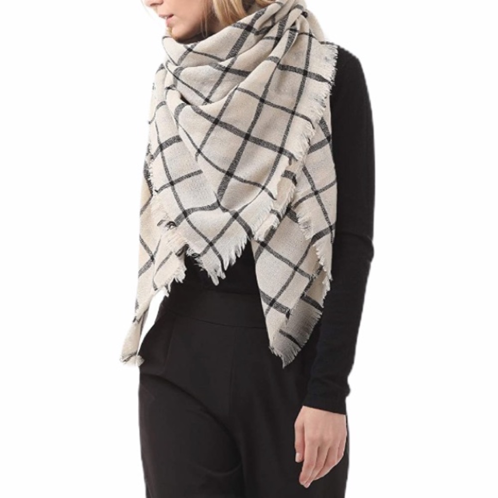Large Classic Plaid Blanket Oversized Cozy Scarf - Picture 2 of 7